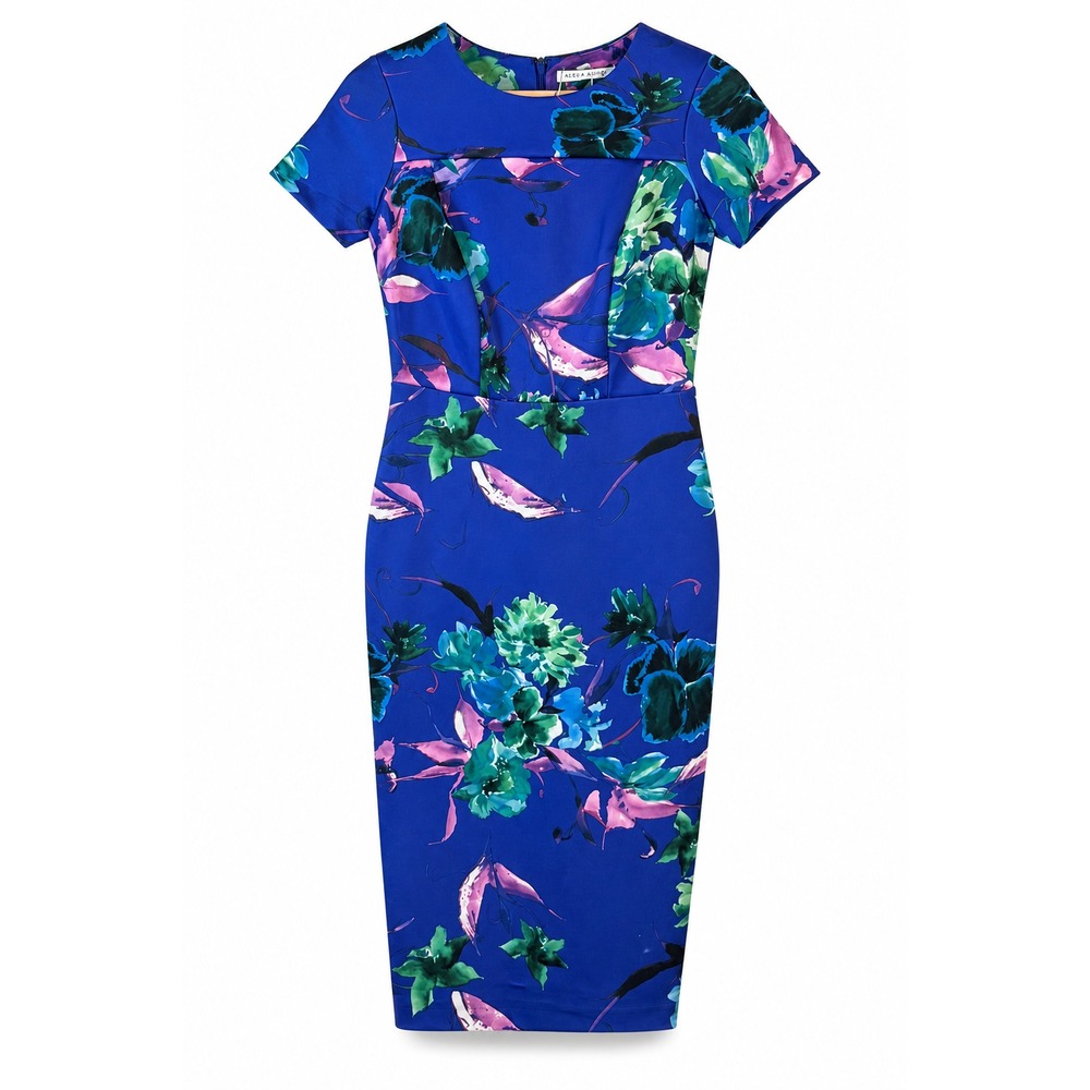 Alexia Admor Sheath Midi Dress Floral Blue Purple Womens S NWOT Cocktail